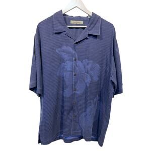 Vtg Tommy Bahama Shirt Mens XL Silk Hawaiian Tropical Wood Buttons Luau Aloha
